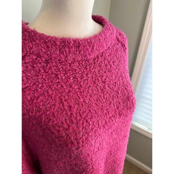 NWOT Free People Oversized Teddy Tunic Sweater Fuchsia -SML - Picture 3 of 10
